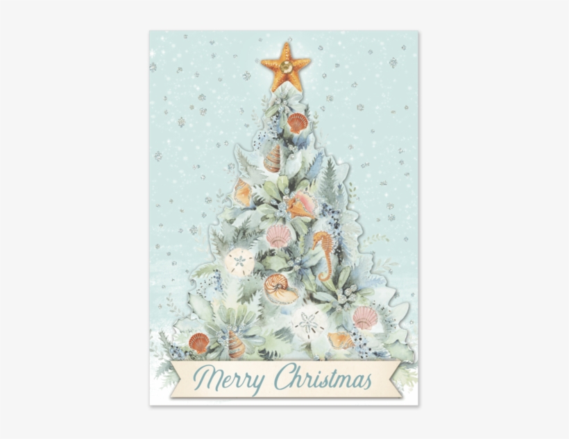 Seashells Tree Boxed Holiday Cards - Ocean Christmas Tree, transparent png #8728929