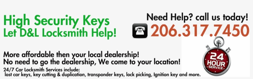 High Security Car Keys Replacment Seattle Washington - 24 Hour Service, transparent png #8729405