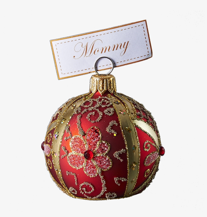 Hand Crafted Christmas Ornament Red Flowered Cardholder - Christmas Ornament, transparent png #8730519