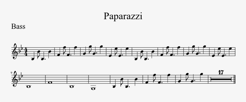 Paparazzi Bass - Sheet Music, transparent png #8730612