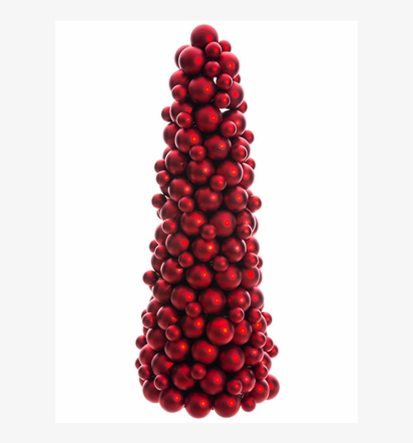 36" Ornament Ball Cone Topiary Red - Cranberry, transparent png #8730791
