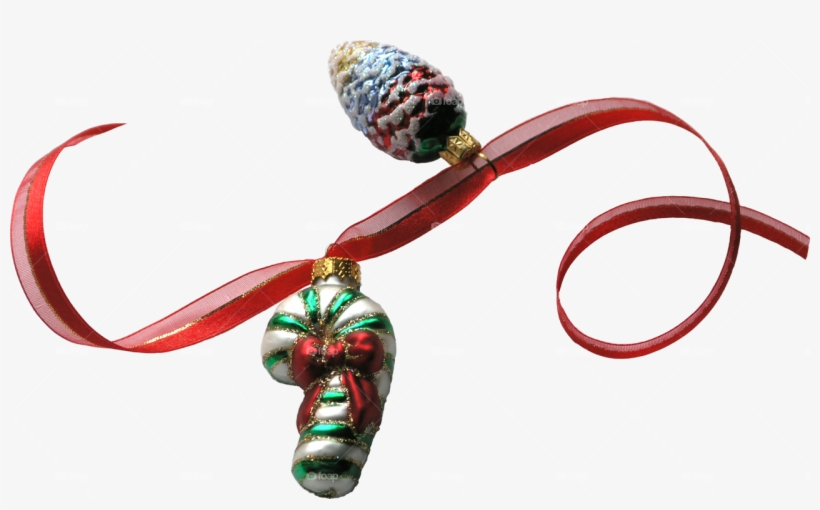 A Bright Red Ribbon With Ornaments Make A Cheerful - Bell, transparent png #8730842