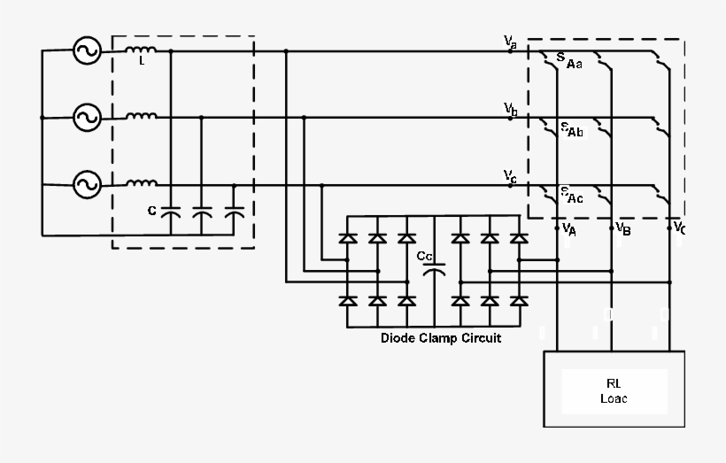 Phase Matrix Converter With Diode Clamp Circuit And - Diagram, transparent png #8732183