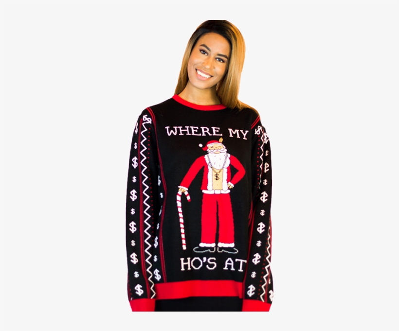 Santa's Ho's Ugly Christmas Sweater Unisex - Sweater, transparent png #8733298