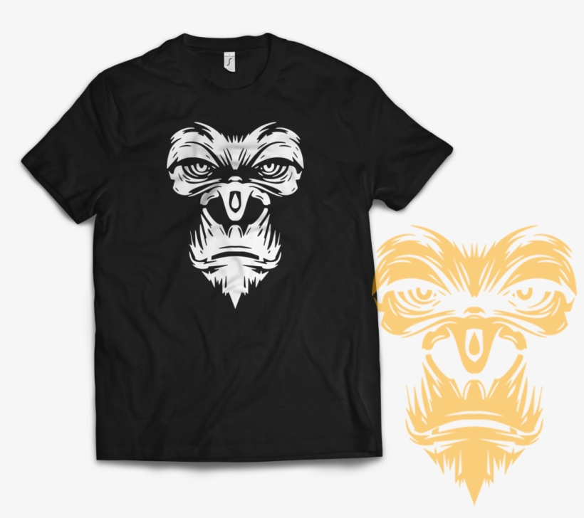 Gorilla Face Front T-shirt - Koszulka New Retro Wave, transparent png #8733575