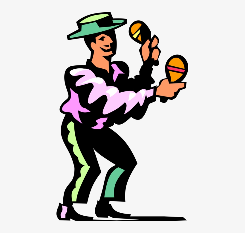 Vector Illustration Of Latin Musician Plays Music Maracas - Maraca Player, transparent png #8735341