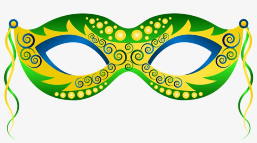 Free Png Download Green Yellow Carnival Mask Clipart - Mardi Gras Clip Art Png, transparent png #8738394