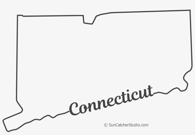 Free Connecticut Outline With State Name On Border, - Line Art, transparent png #8738436