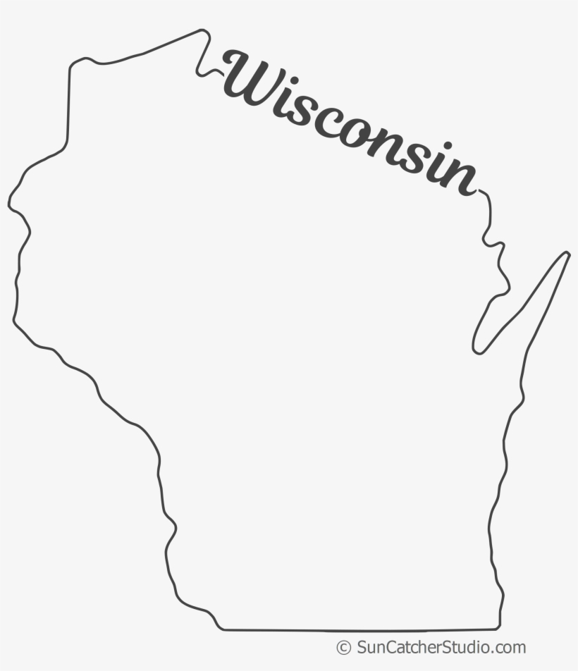 Free Wisconsin Outline With State Name On Border, Cricut - Line Art, transparent png #8738550