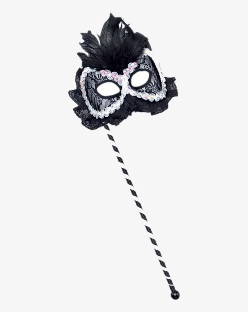 Masquerade Mask With Stick - Mask On Stick Png, transparent png #8738580