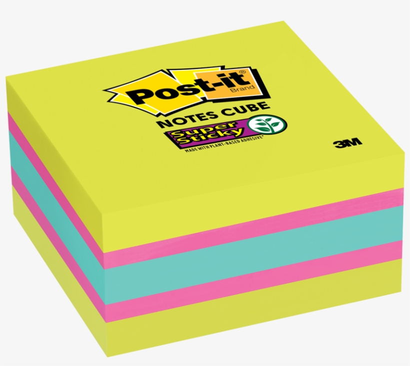 Post-it Super Stickey Notes Cube 3" X 3" 360 Sheets - Bright Post It Notes, transparent png #8741689