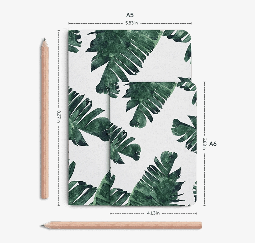 Dailyobjects Banana Leaf Watercolour A5 Notebook Plain - Banana Leaf Watercolor, transparent png #8741721