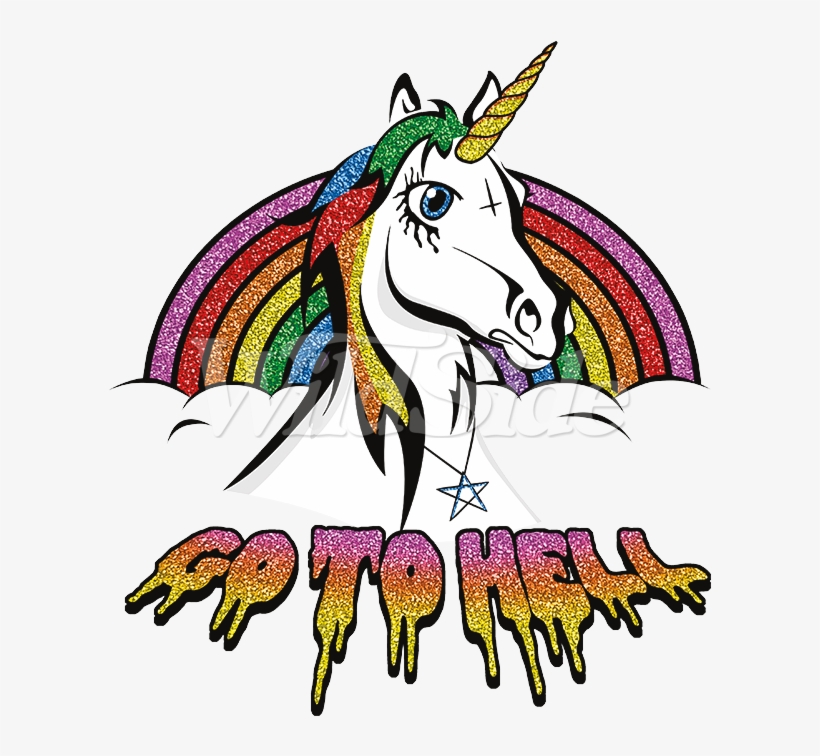Go To Hell Satanic Unicorn - Horse Head Silhouette, transparent png #8742961