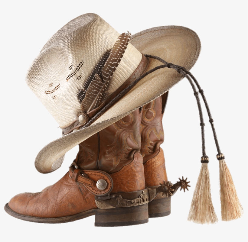 Cowboy Boots And Hat With Tassels - Cowboy Hat And Boots Png, transparent png #8743109