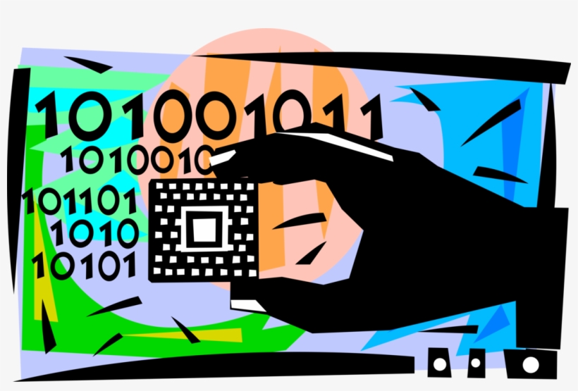 Vector Illustration Of Integrated Circuit Microprocessor Graphic