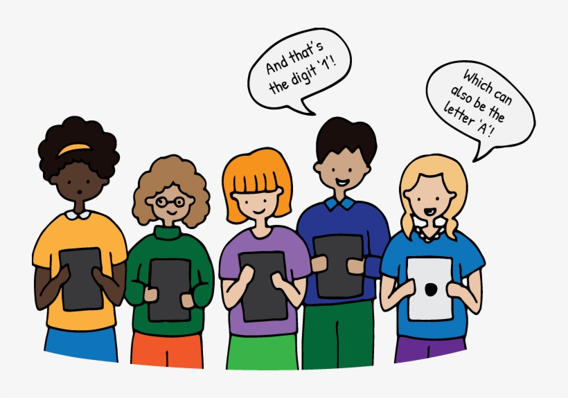 Kids Holding Binary Cards - Teaching Binary Cartoon, transparent png #8745683