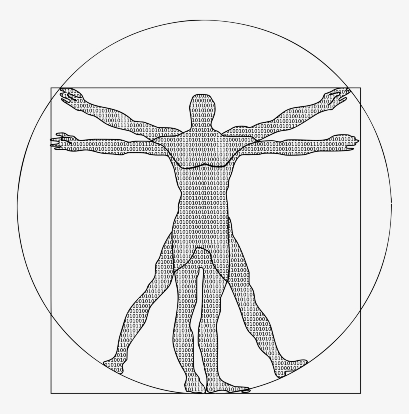 Vitruvian Man T-shirt Binary Number Binary Code - Vitruvian Man Png, transparent png #8746317