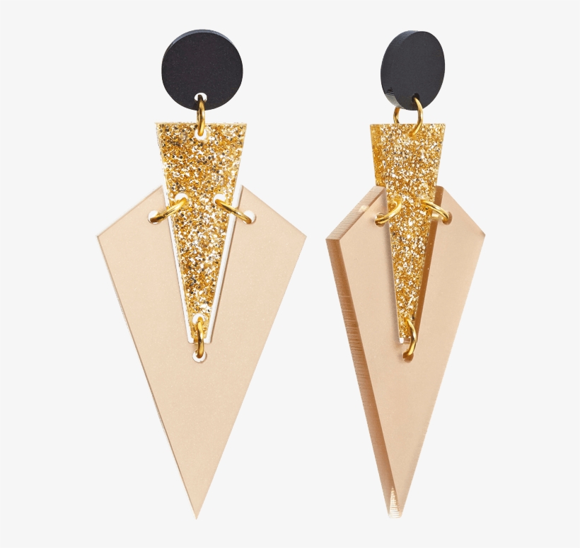 Art Deco Drops Nude And Glitter - Earrings, transparent png #8746909