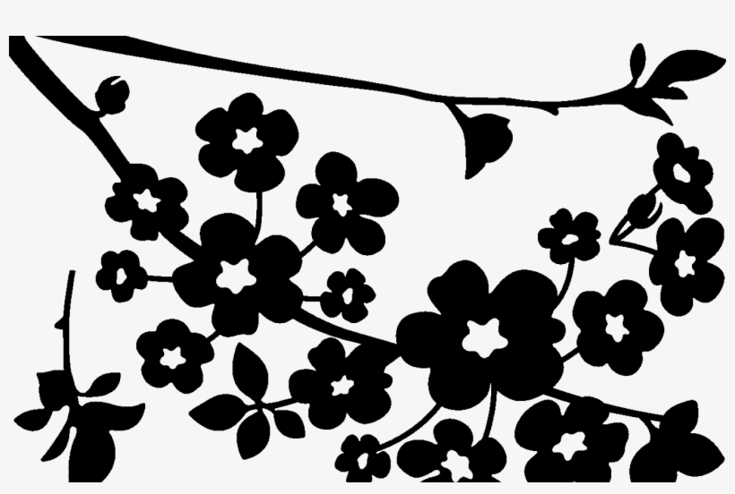 Cherry Blossom Coloring Pages Cricut Pinterest - Cherry Blossom Silhouette Png, transparent png #8746987
