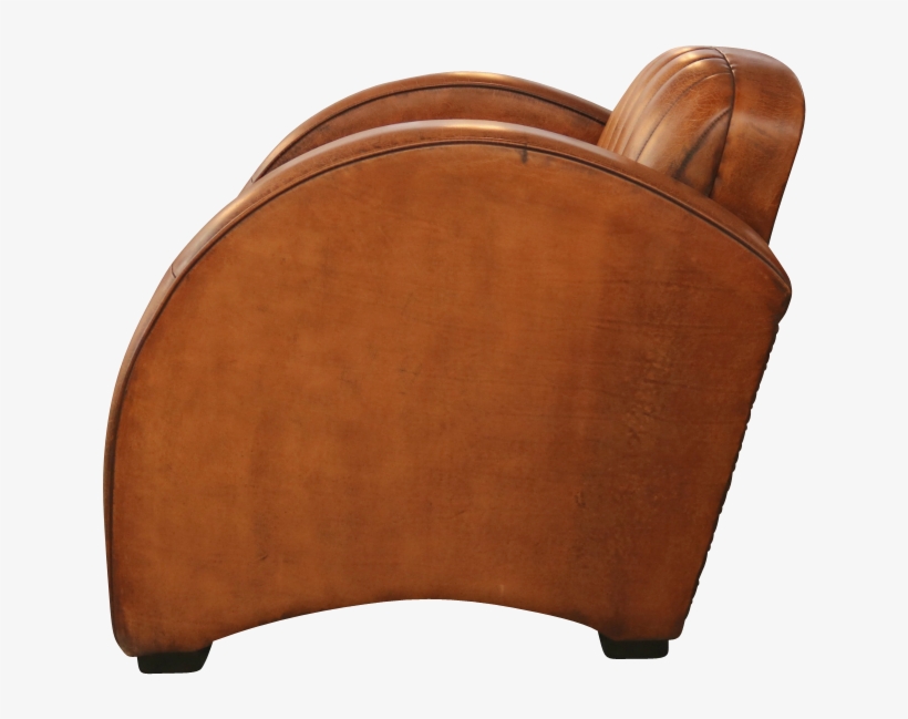 Art Deco Round Arm Chair In Distressed Leather - Chair, transparent png #8747591