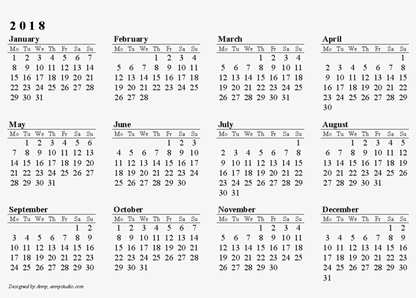 Calendar 2018 Black And White Png - Calendar 2019 Png Transparent, transparent png #8749030