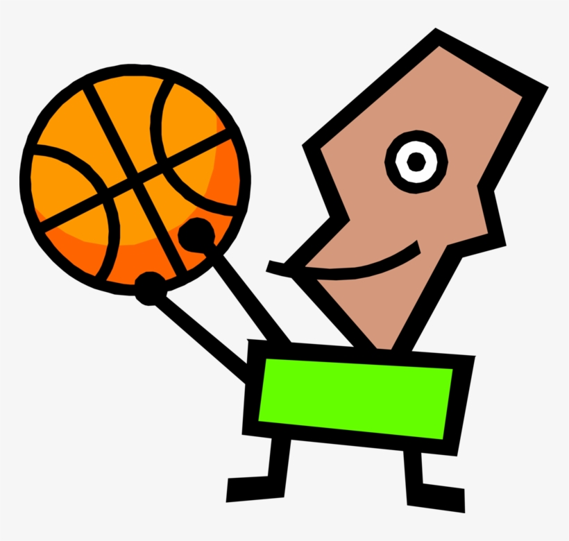 Vector Illustration Of Modern Art Kid Plays Basketball - Palla Da Basket Punto Croce, transparent png #8751292