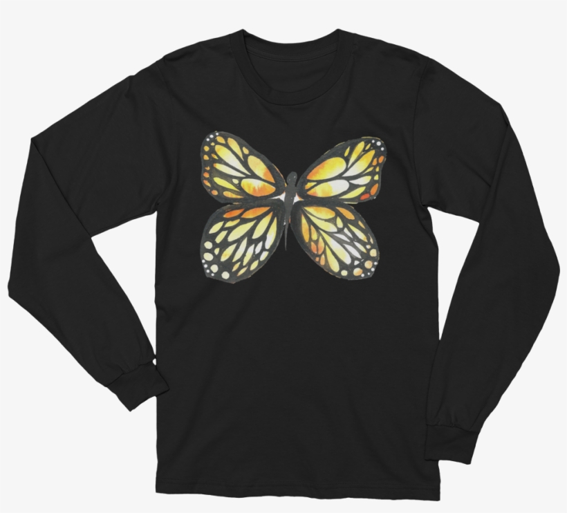 Black & Yellow Butterfly Long Sleeve T-shirt Unisex - 80 Years Old T Shirt, transparent png #8751833