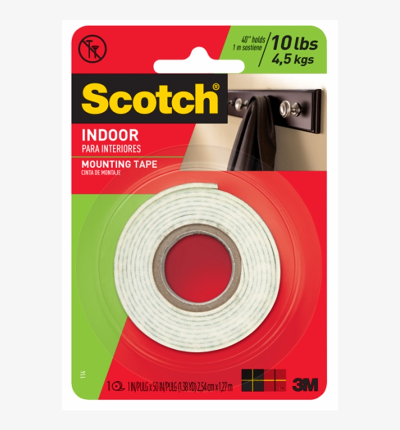 3m™ Scotch™ Mounting Tape 25mmx1 - 3m Scotch Indoor Mounting Tape, transparent png #8753773