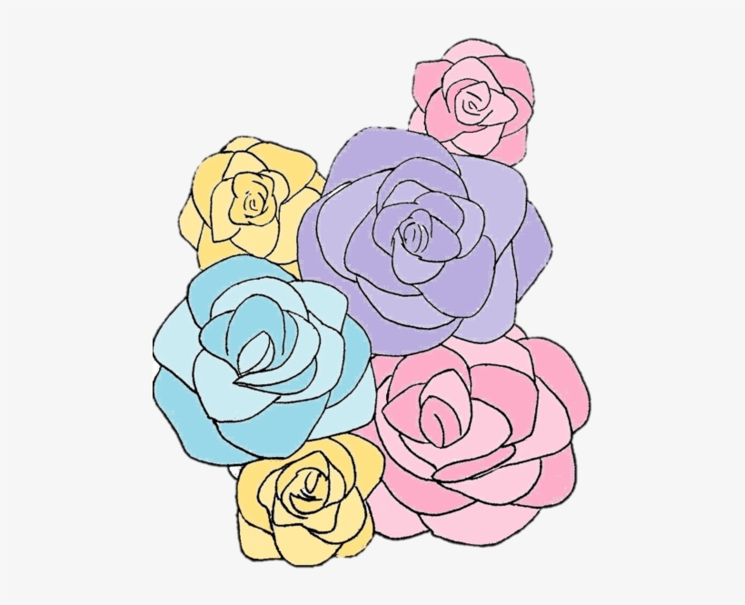 Download Image - Pastel Roses Drawing, transparent png #8755245