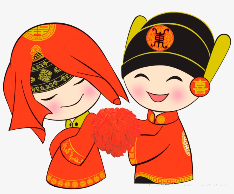 Image Library China Chinese Marriage Couple Monkey - Chinese Bride And Groom Cartoon, transparent png #8755738