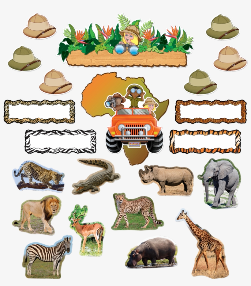 Download Tcr5221 Safari Bulletin Board Display Set Image - Animal Figure  PNG Image with No Background 