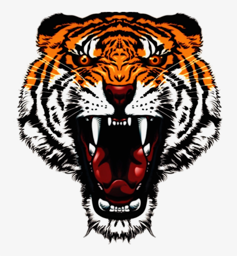 Tattoo Tiger Angry Orange Open Mouth - Tiger Face Png Hd, transparent png #8756172