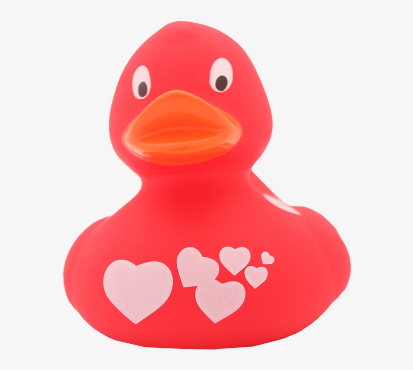 Red Rubber Duck With White Hearts By Lilalu - Rubber Ducky, transparent png #8759214