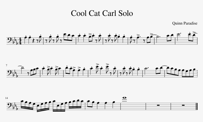Cool Cat Carl Solo Sheet Music Composed By Quinn Paradise, transparent png #8759864