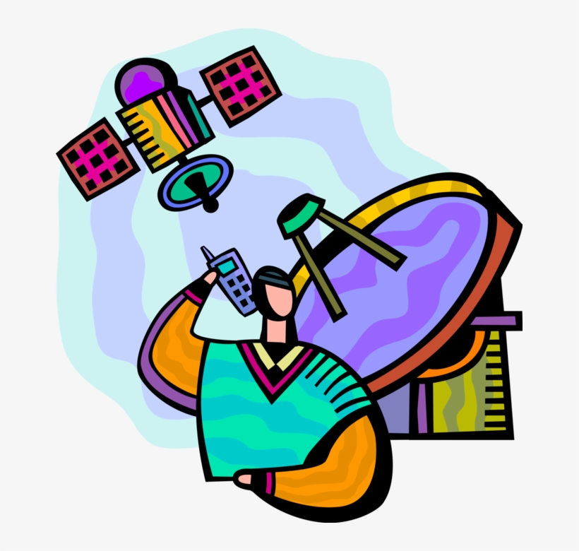 Vector Illustration Of Satellite Telecommunications, transparent png #8761514