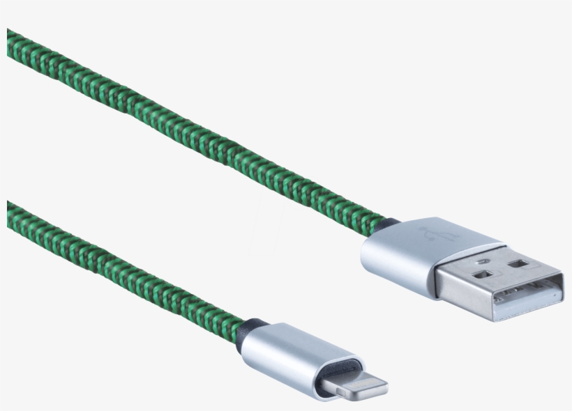 Usb A Connector > Lightning Connector, Nylon, Green, - Usb Cable, transparent png #8767786
