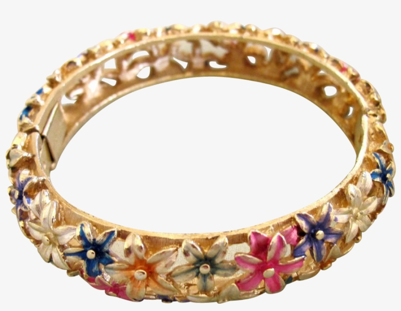 Half Price Kramer Enamel Flower Bangle Bracelet During - Bangle, transparent png #8771883