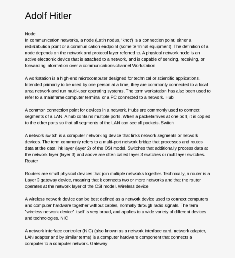 Adolf Hitlernodein Communication Networks, A Node Is - Senior Portfolio Introduction Example, transparent png #8772268