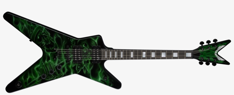 Usa Ml Airbrush Green Skulls & Flames - Dean Ml Switchblade Floyd Hsh, transparent png #8772424
