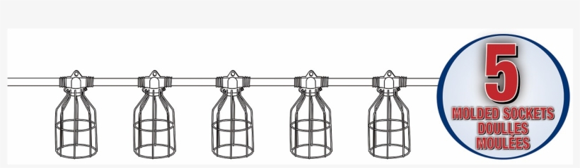50' 5 Lamp String Light With Metal Cages - Water Bottle, transparent png #8773521