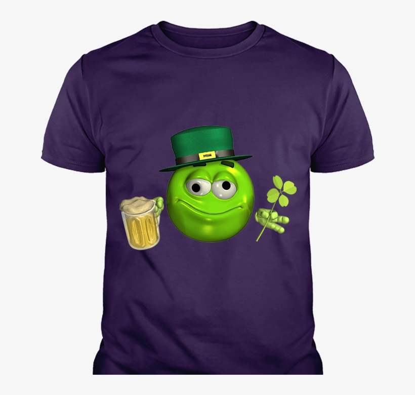 Leprechaun Emoticon Emoji With Beer Custom T-shirt, - Cartoon, transparent png #8774279