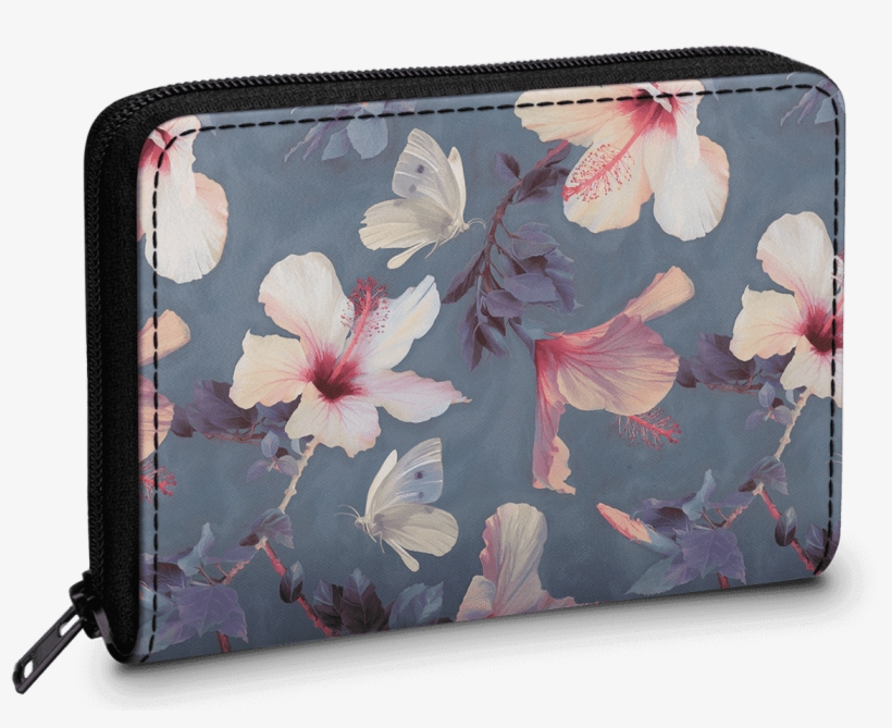 Dailyobjects Butterflies And Hibiscus Flowers Zipper - Wallpaper, transparent png #8777231