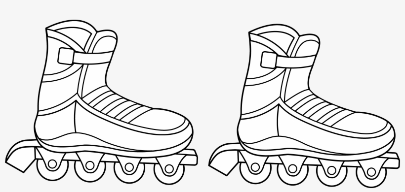 Jpg Black And White Library Roller Skates Clipart Draw - Line Skating Clipart Black And White, transparent png #8777452