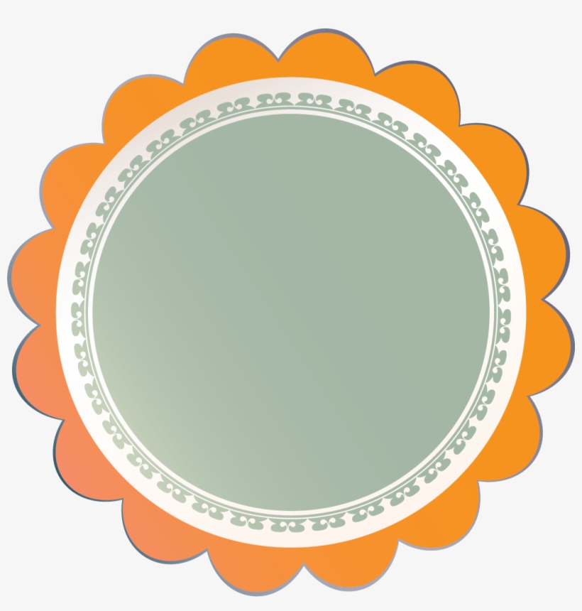 Orange Flower Outline Badge With Gray Round - Transmission Fluid Symbol Dashboard, transparent png #8779471