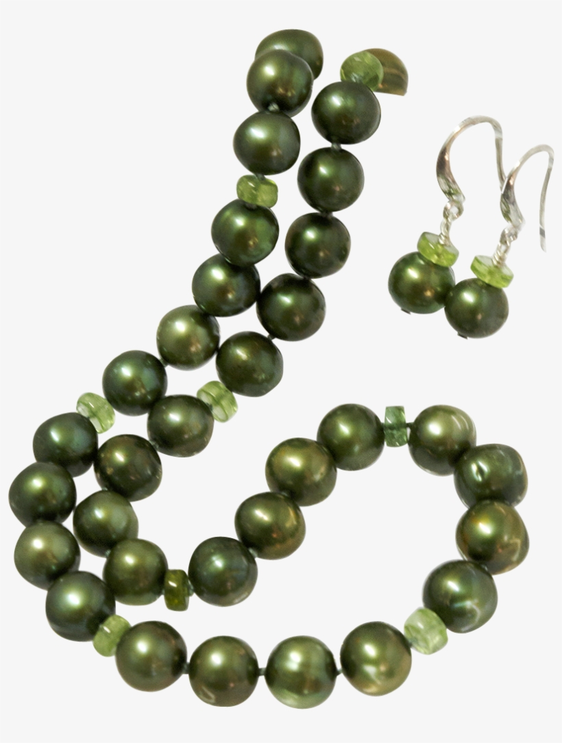 Green Pearl Necklace With Peridot Beads - Bead, transparent png #8782143