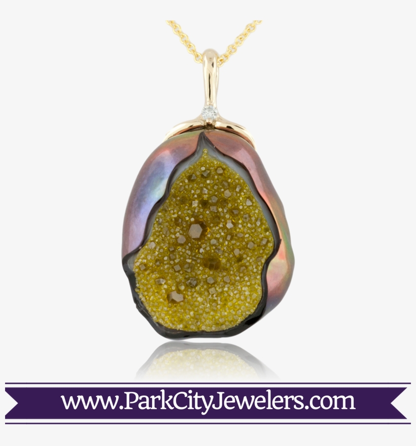 Limited Edition Created Druzy And Pearl Necklace - Gold Ring Colour Stone, transparent png #8782376