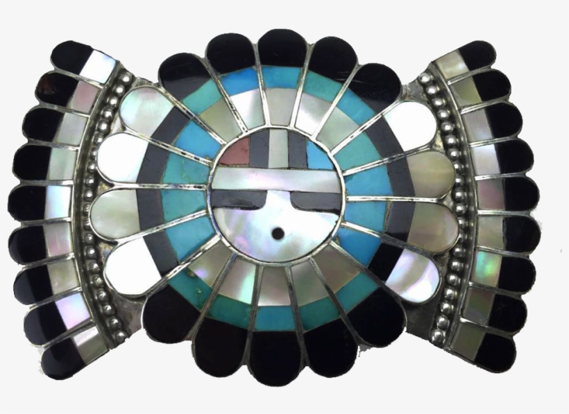 Jose & Dora Massie Zuni Sunface Silver Belt Buckle - Circle, transparent png #8784462