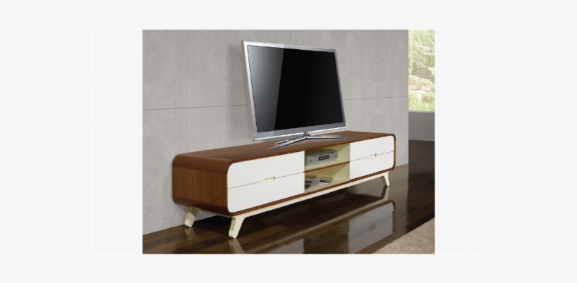 White And Walnut Tv Unit, transparent png #8784633