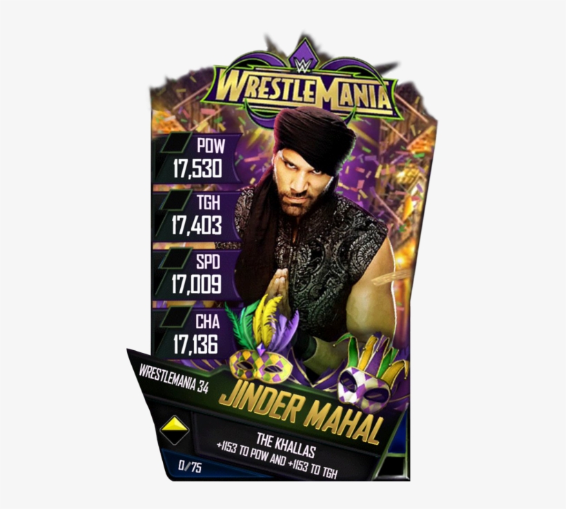 Jindermahal S4 19 Wrestlemania34 - Wrestlemania 34 Card Wwe Supercard, transparent png #8784709