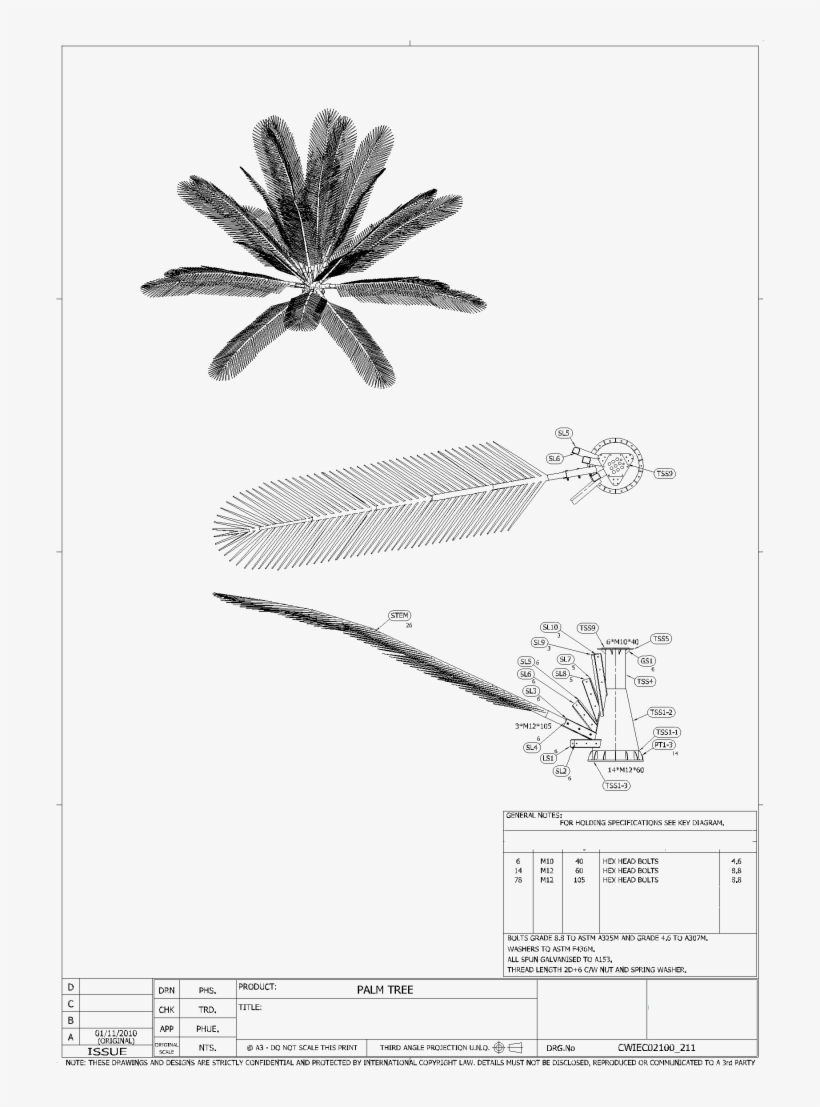 Camouflaged Communication Tower Artificial Palm Tree - Drawing, transparent png #8784944